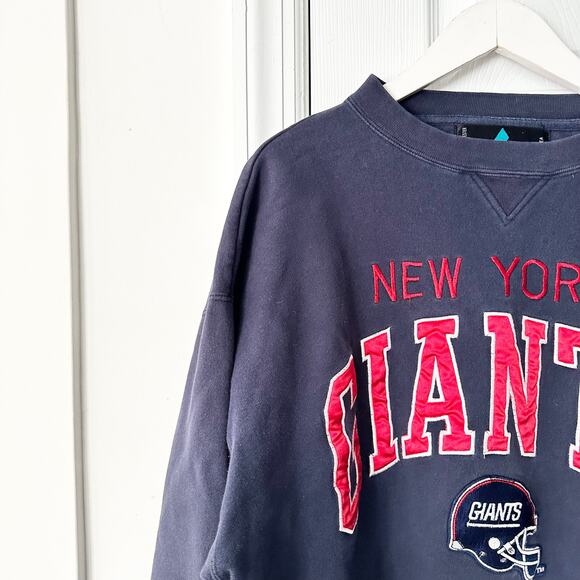 Logo Athletic Vintage Korea NFL Blue NY Giants Helmet Embroidered Sweatshirt XL - Picture 2 of 9